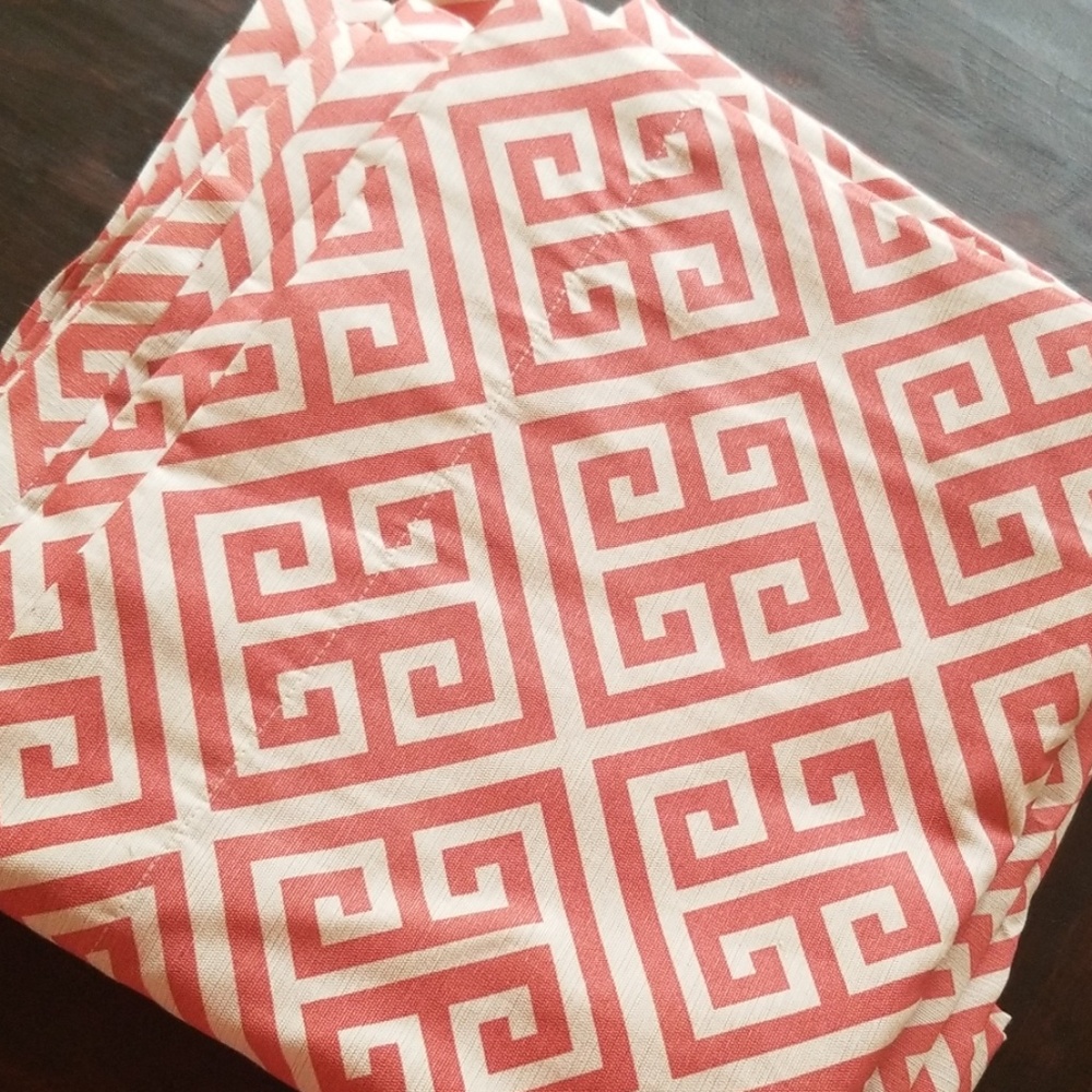 Threshold Coral Greek Key Curtain Panel